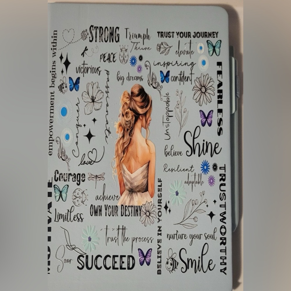 Inspirational Handcrafted harddcover embossed graphic design journal 5x8